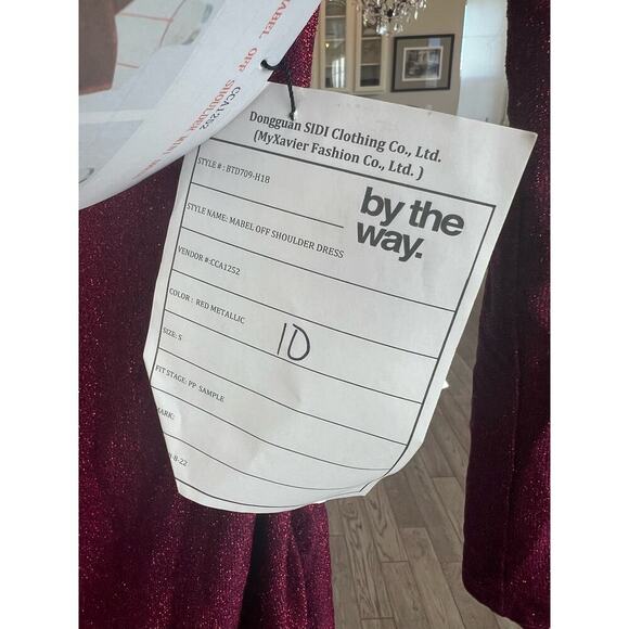 REVOLVE By The Way Mabel Off Shoulder Red Glitter Sparkly Dress New W/Tags! S - Picture 7 of 10